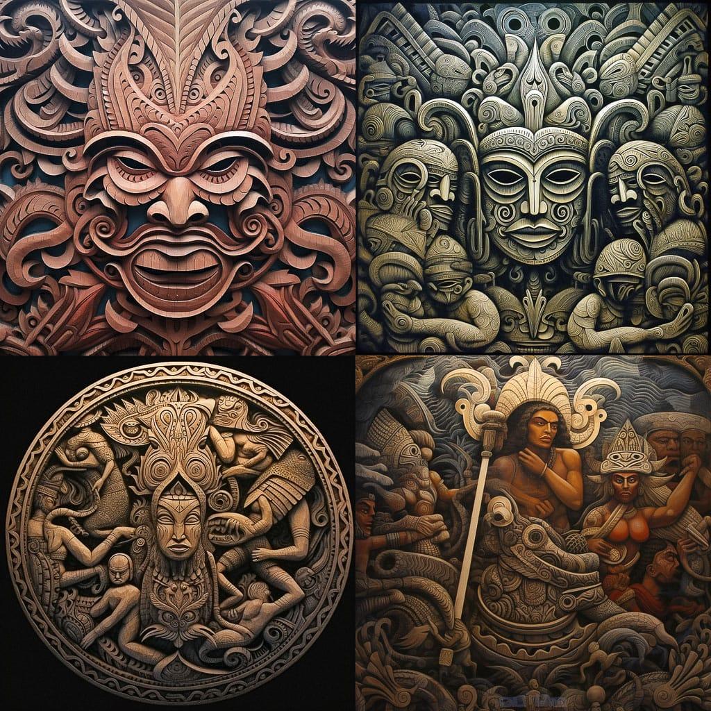 Samoan art style, Midjourney V5.1, render 1 of 4