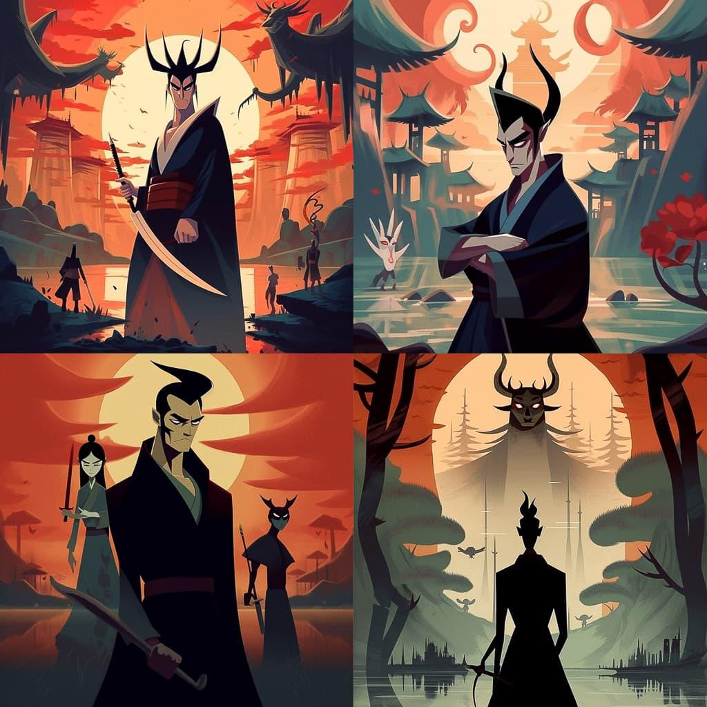Samurai Jack style, Midjourney V5.1, render 1 of 4