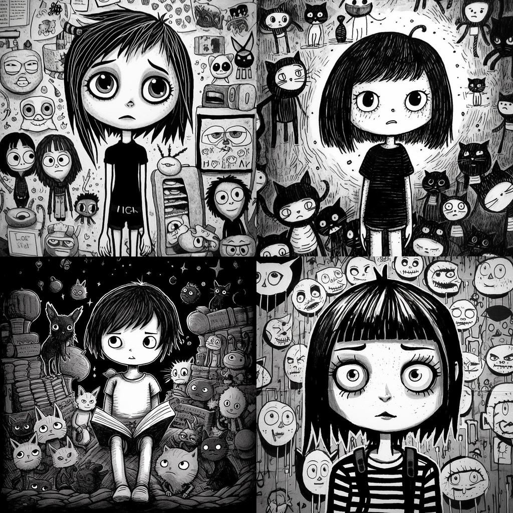 Sarah Andersen style, Midjourney V5.1, render 1 of 4