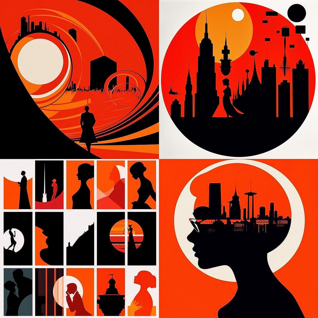 Saul Bass style, Midjourney V5.1, render 1 of 4
