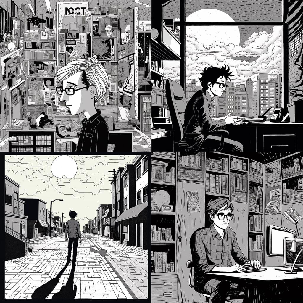 Scott McCloud style, Midjourney V5.1, render 1 of 4
