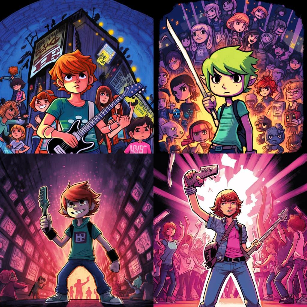 Scott Pilgrim style, Midjourney V5.1, render 1 of 4