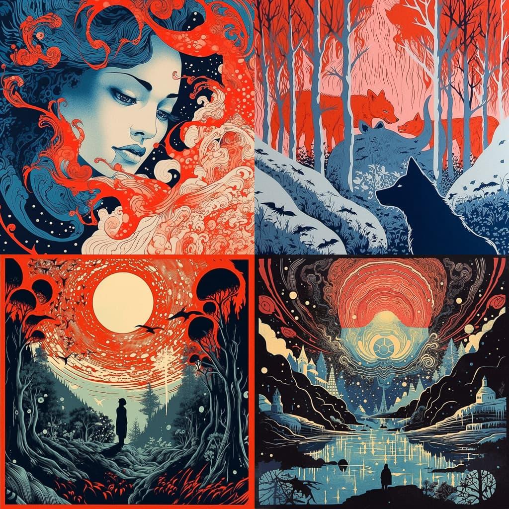 Screenprint style, Midjourney V5.1, render 1 of 4