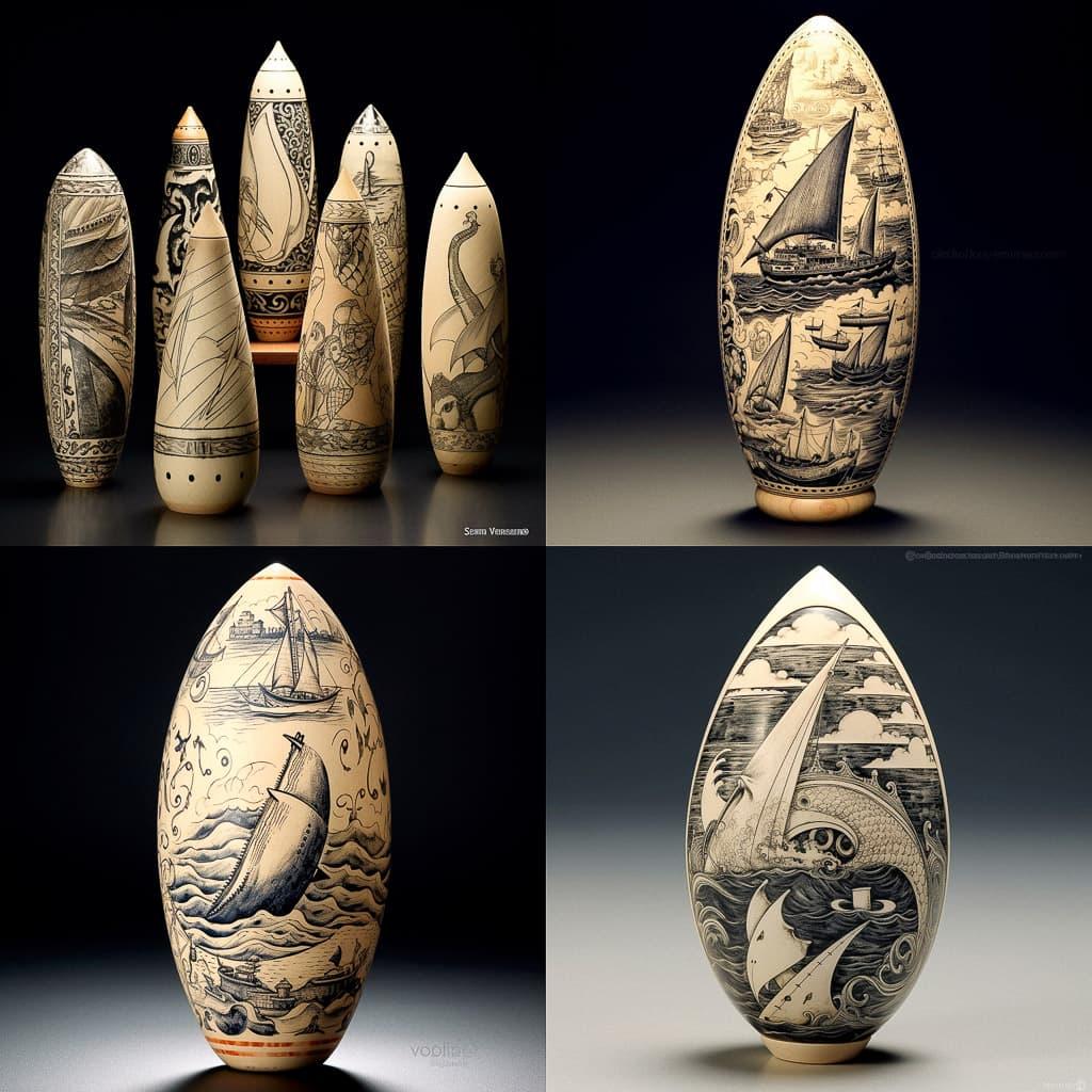 Scrimshaw style, Midjourney V5.1, render 1 of 4