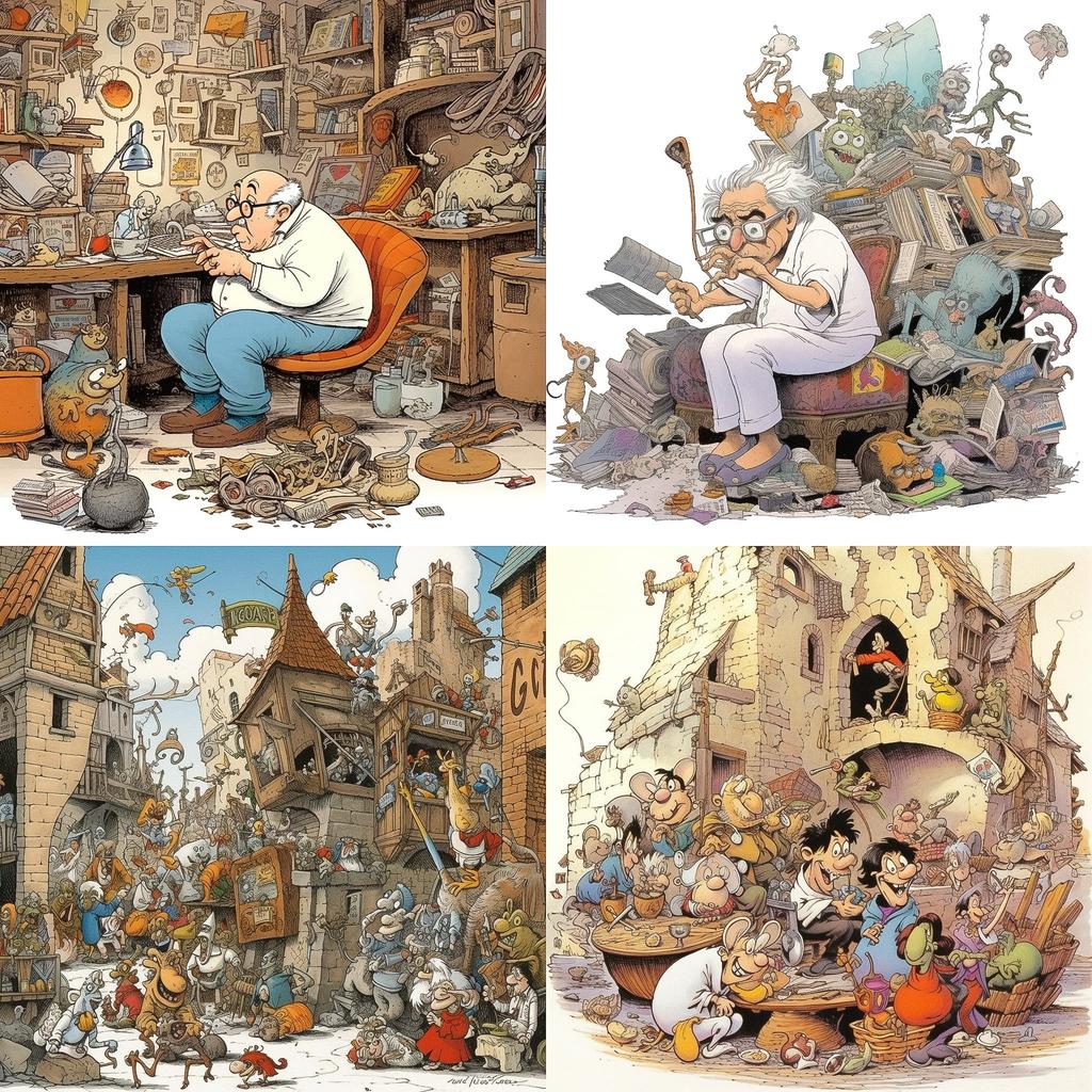 Sergio Aragones style, Midjourney V5.1, render 1 of 4