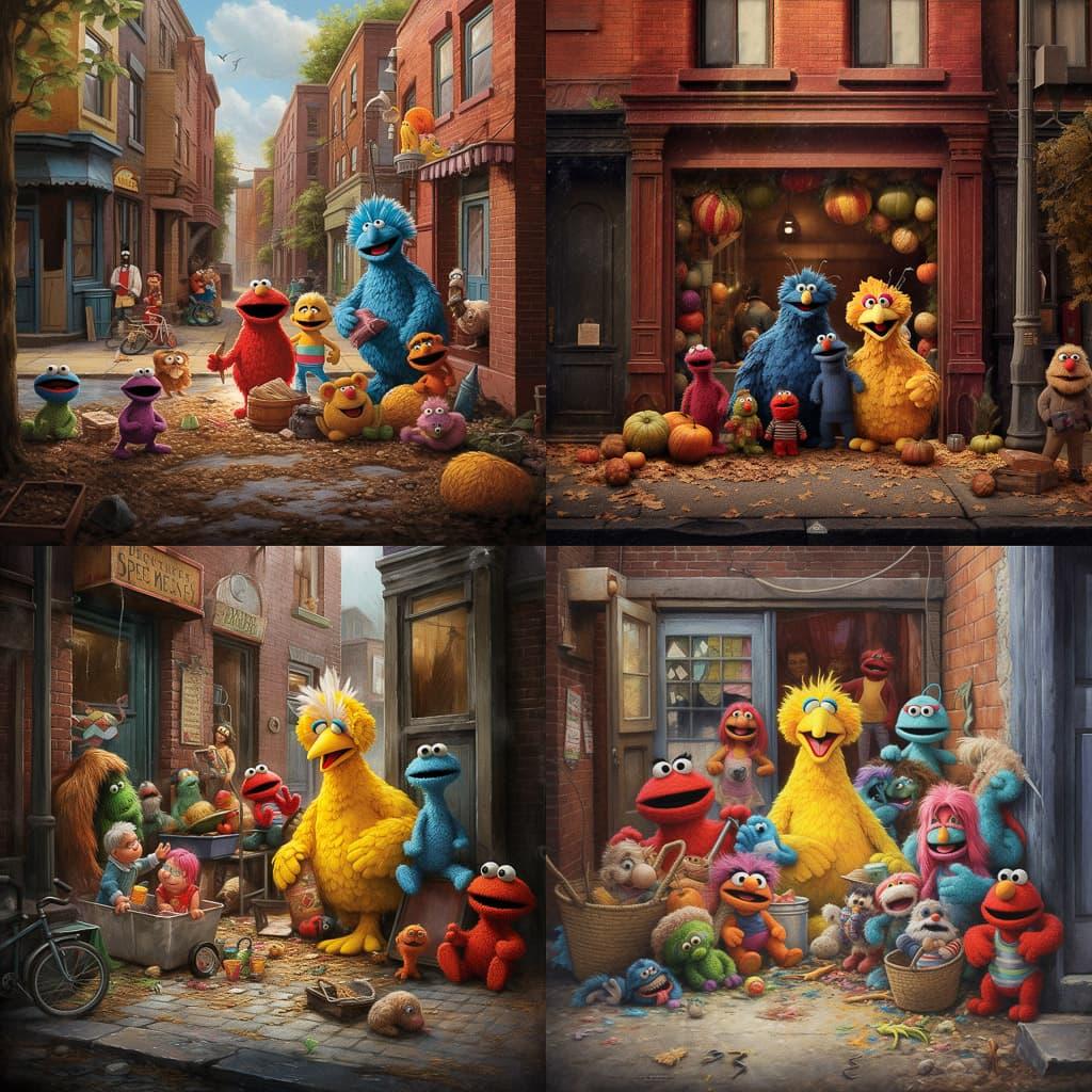 Sesame Street style, Midjourney V5.1, render 1 of 4