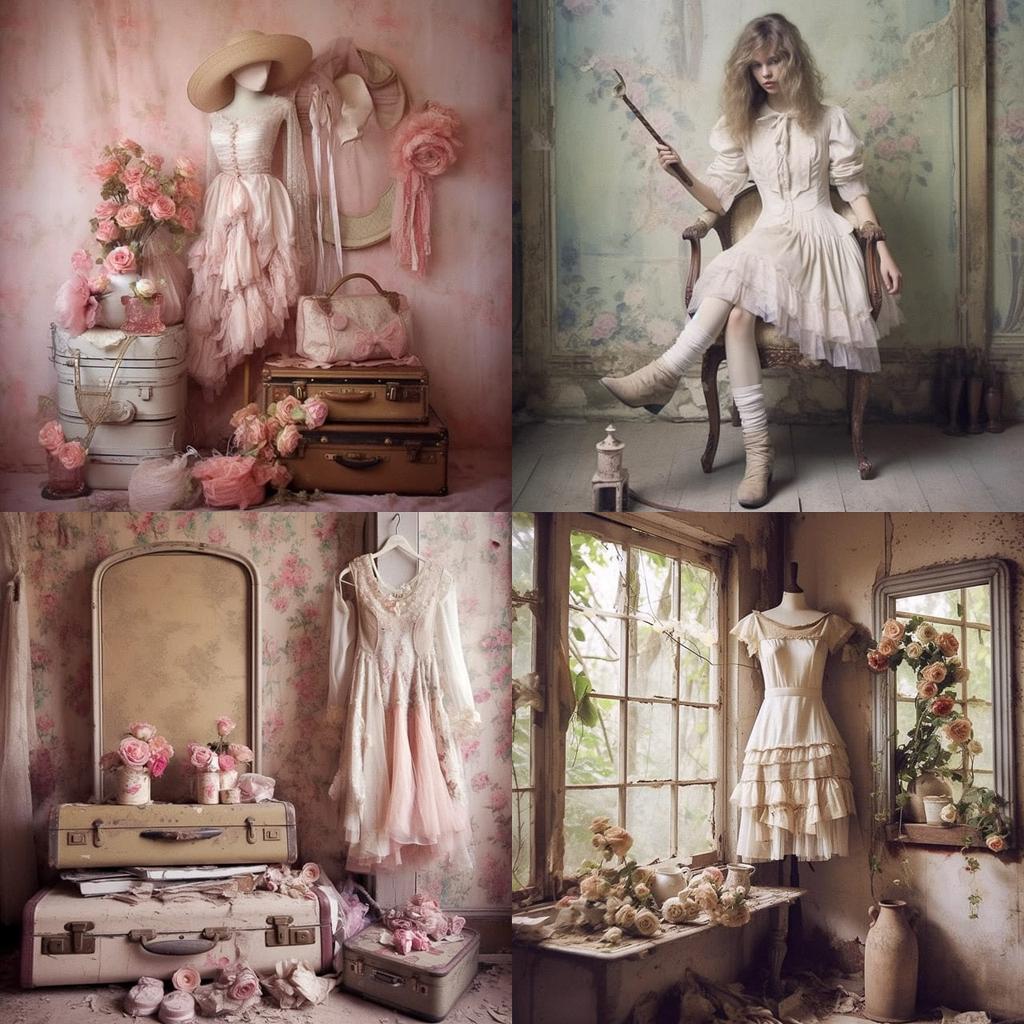 Shabby chic fashion style, Midjourney V5.1, render 1 of 4