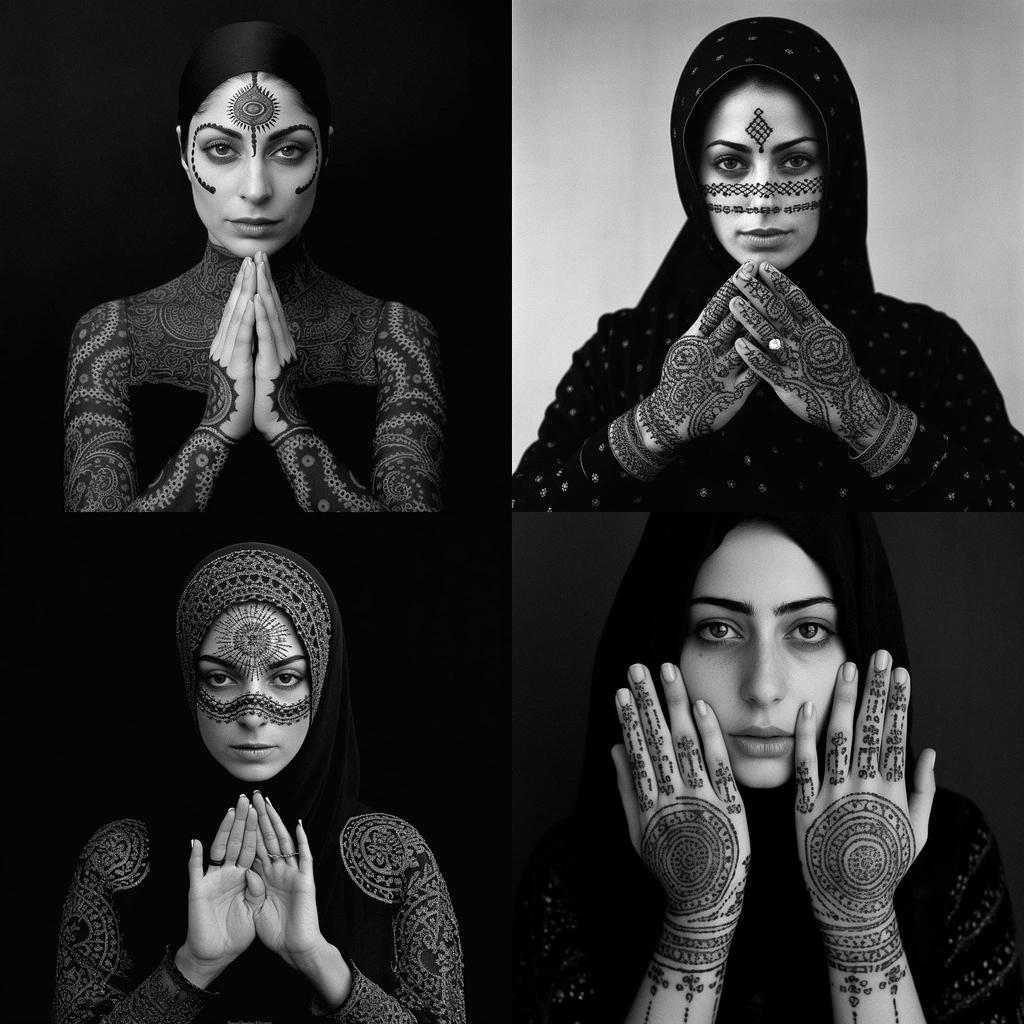 Shirin Neshat style, Midjourney V5.1, render 1 of 4