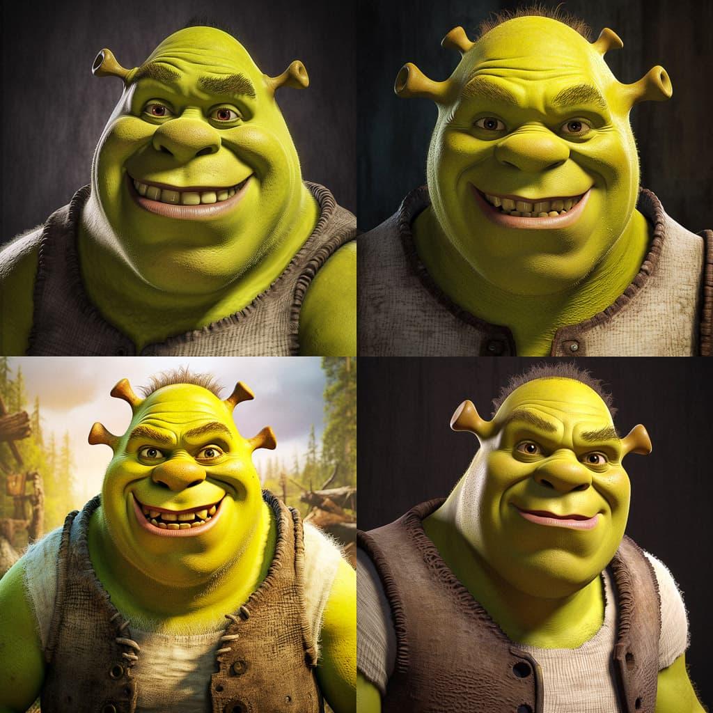 Shrek style, Midjourney V5.1, render 1 of 4