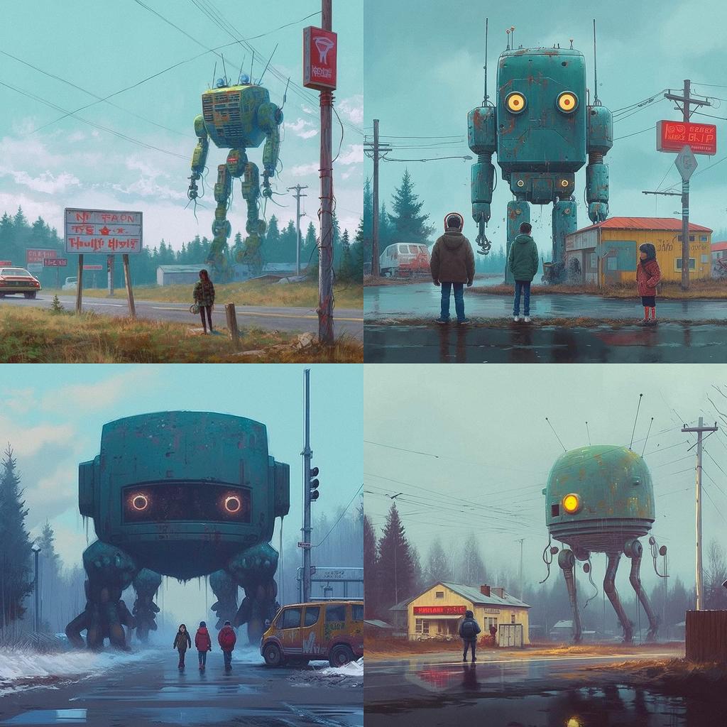 Simon Stalenhag style, Midjourney V5.1, render 1 of 4