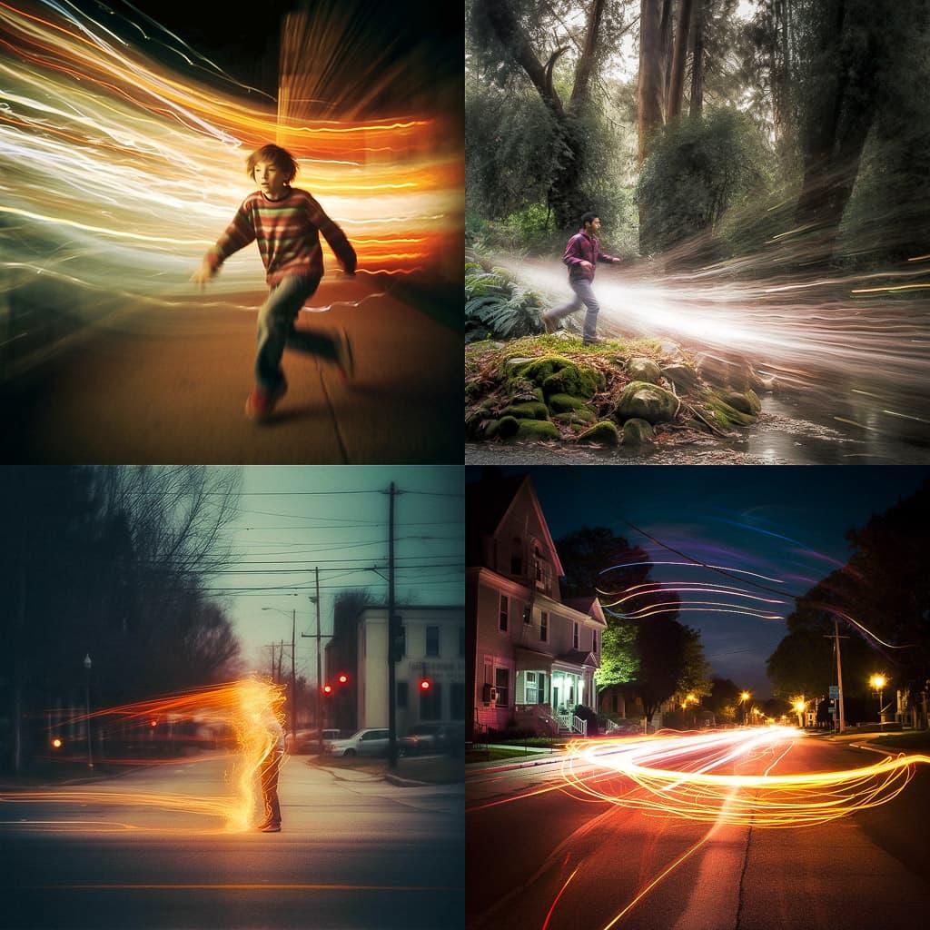 Slow shutter speed style, Midjourney V5.1, render 1 of 4