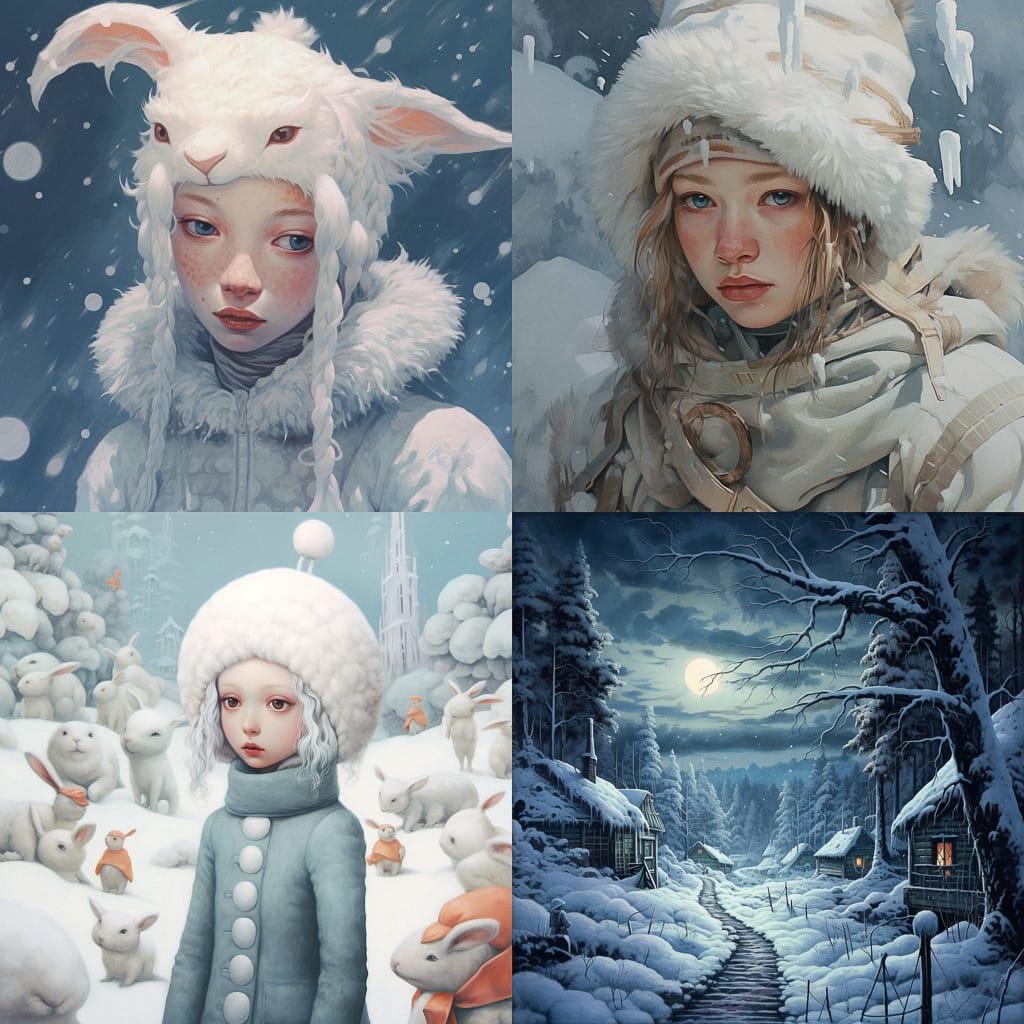 Snowy style, Midjourney V5.1, render 1 of 4