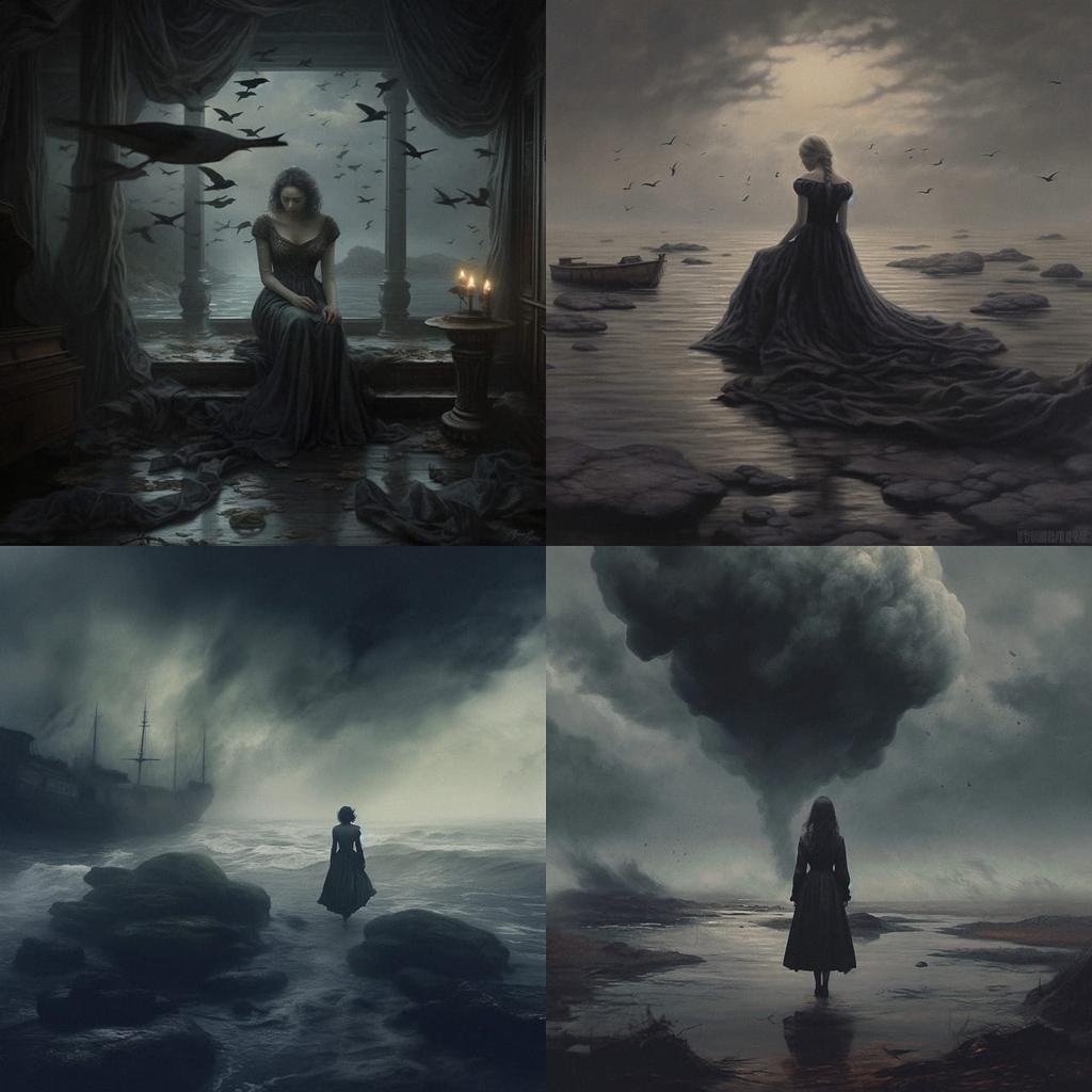 Somber atmosphere style, Midjourney V5.1, render 1 of 4