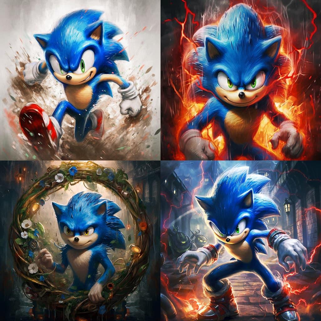 Sonic the Hedgehog style, Midjourney V5.1, render 1 of 4
