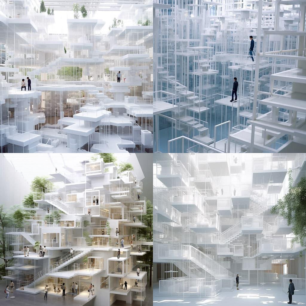 Sou Fujimoto style, Midjourney V5.1, render 1 of 4