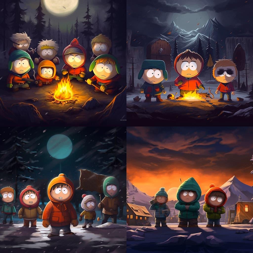 South Park style, Midjourney V5.1, render 1 of 4