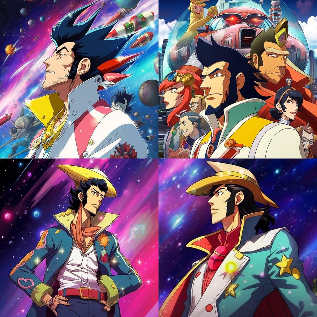 Space Dandy style, Midjourney V5.1, render 1 of 4