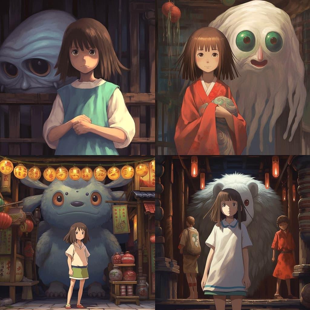 Spirited Away style, Midjourney V5.1, render 1 of 4