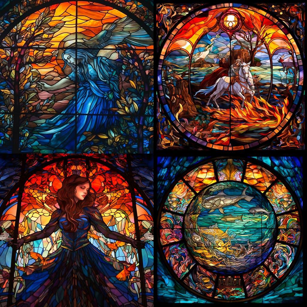 Stained glass style, Midjourney V5.1, render 1 of 4
