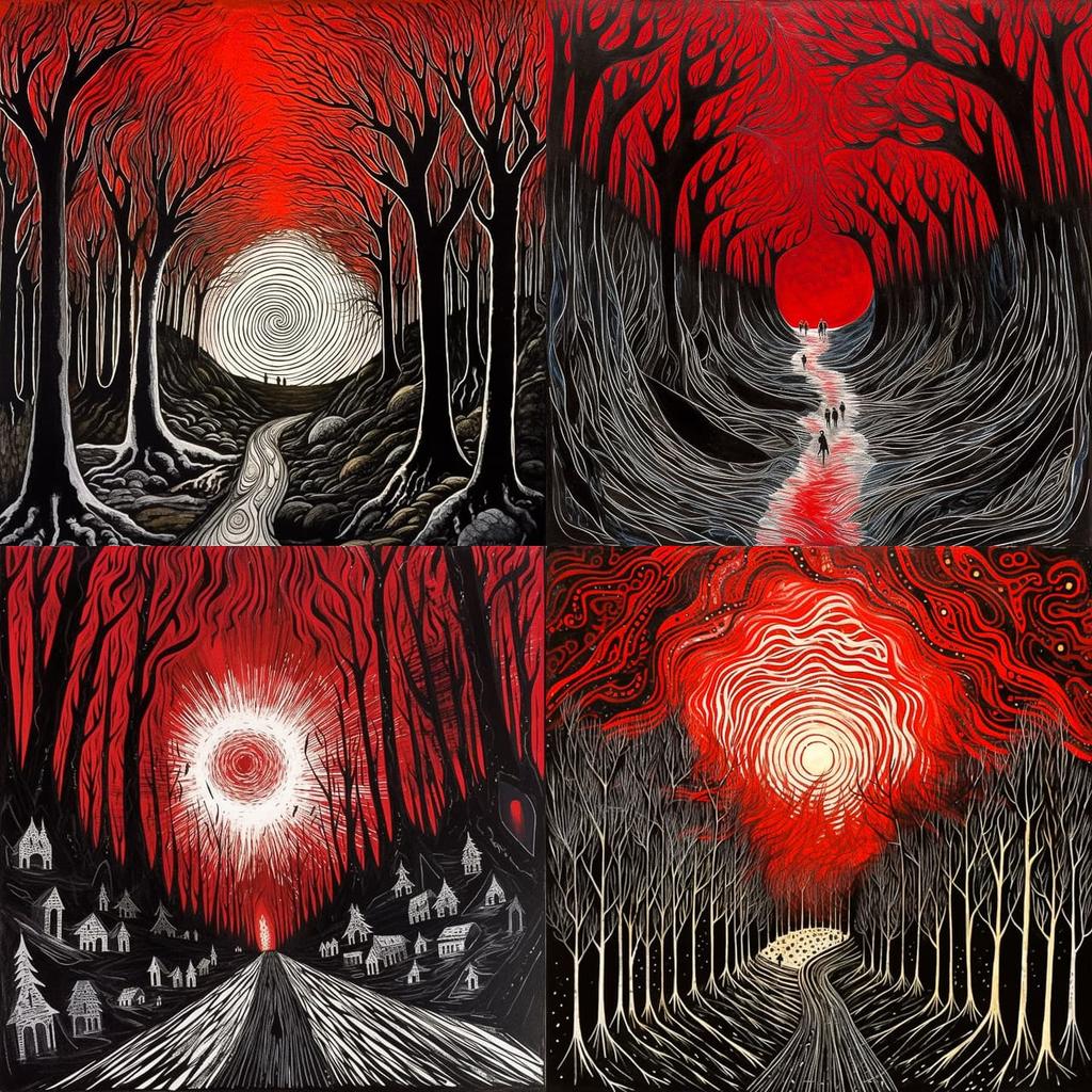 Stanley Donwood style, Midjourney V5.1, render 1 of 4