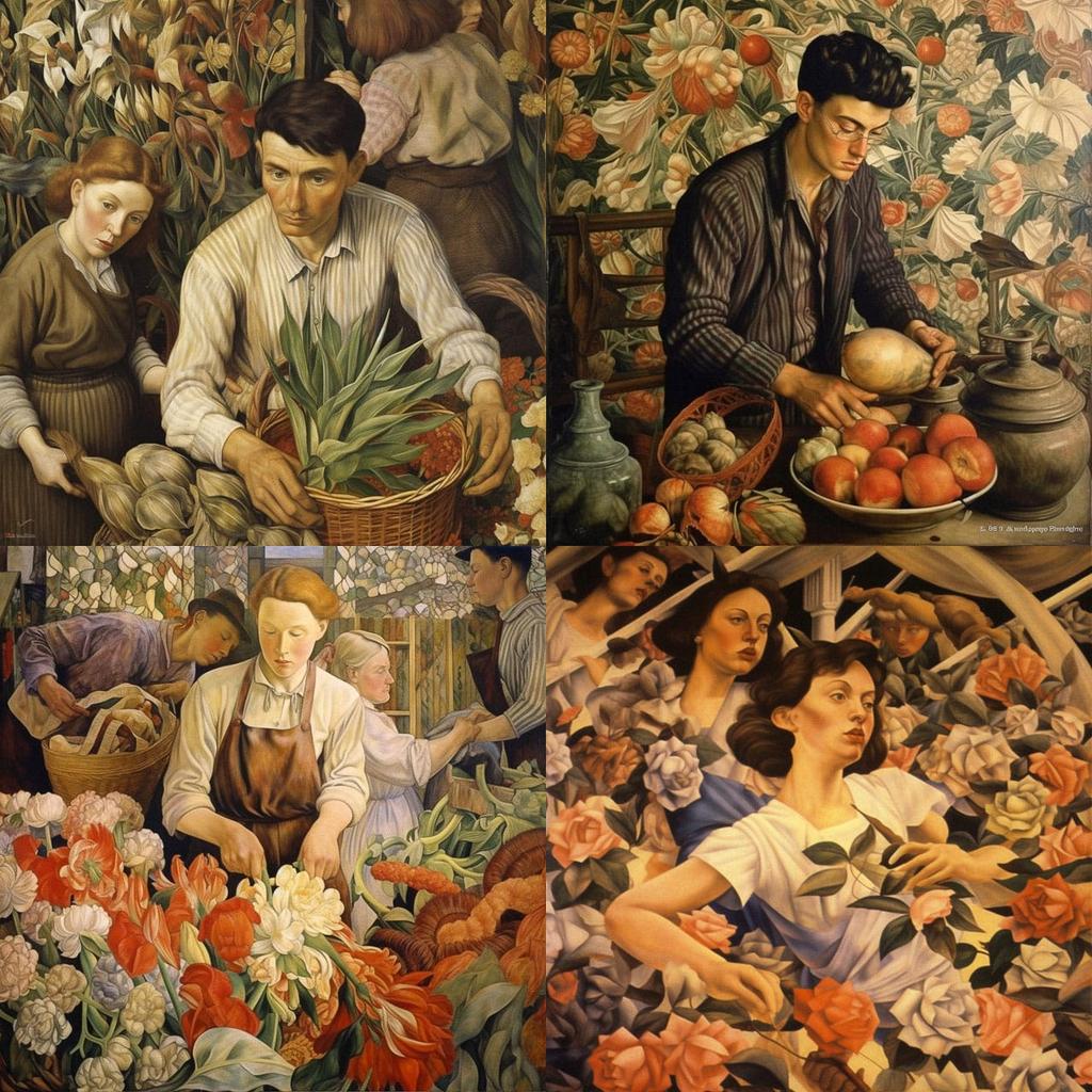Stanley Spencer style, Midjourney V5.1, render 1 of 4