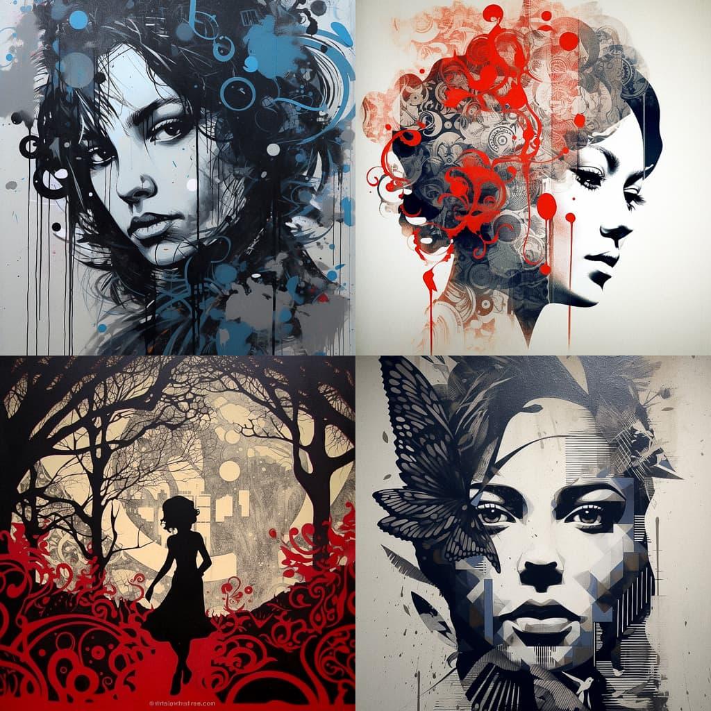 Stencil graphics style, Midjourney V5.1, render 1 of 4