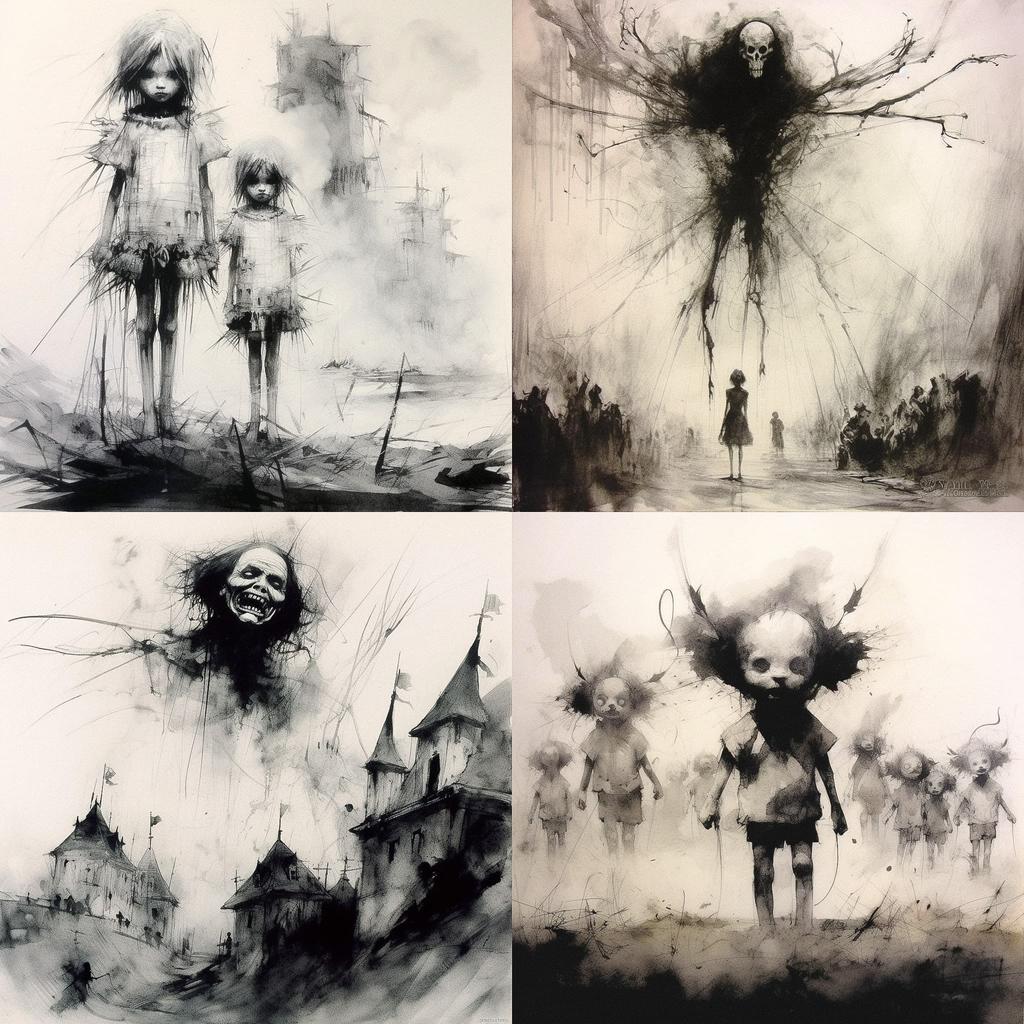 Stephen Gammell style, Midjourney V5.1, render 1 of 4