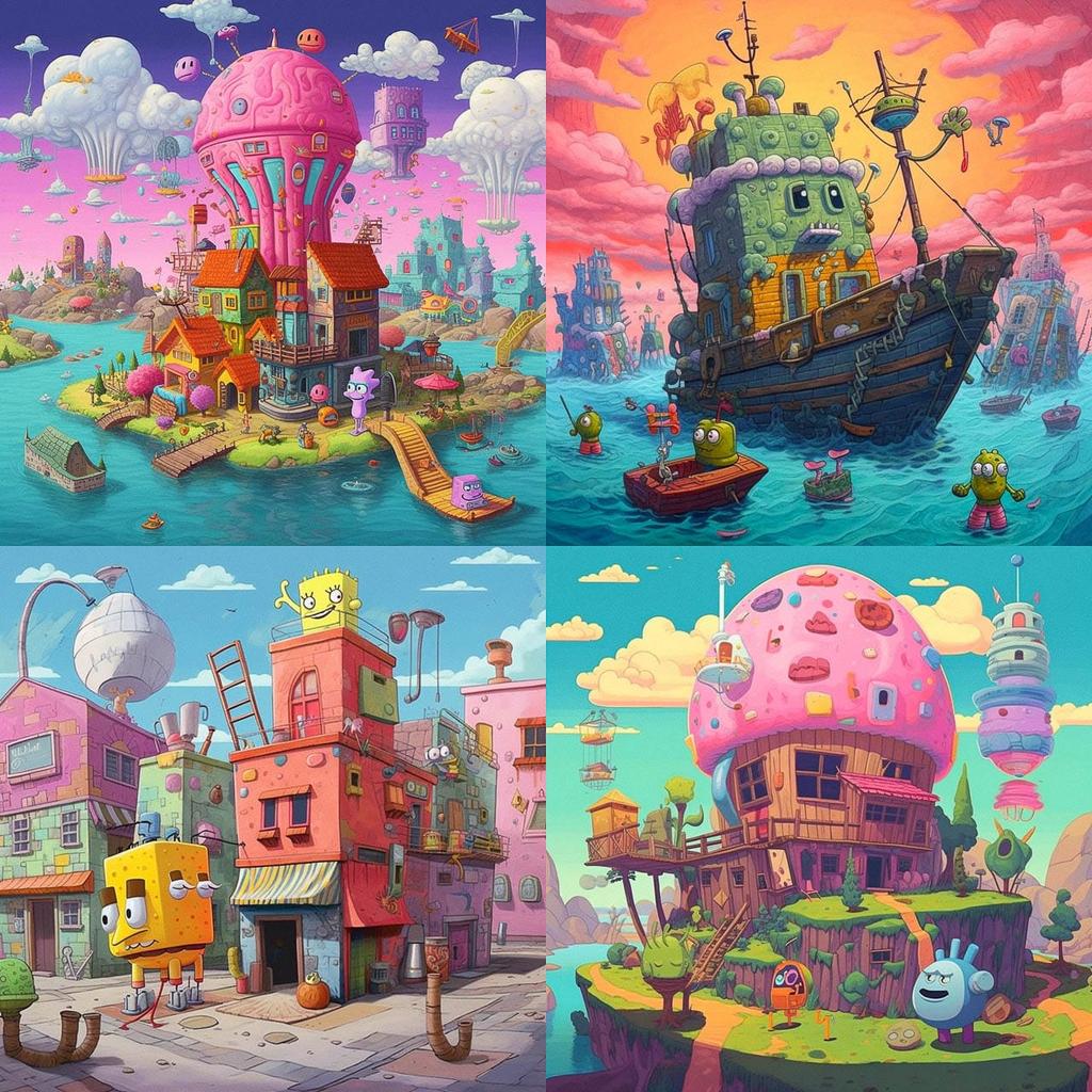 Stephen Hillenburg style, Midjourney V5.1, render 1 of 4
