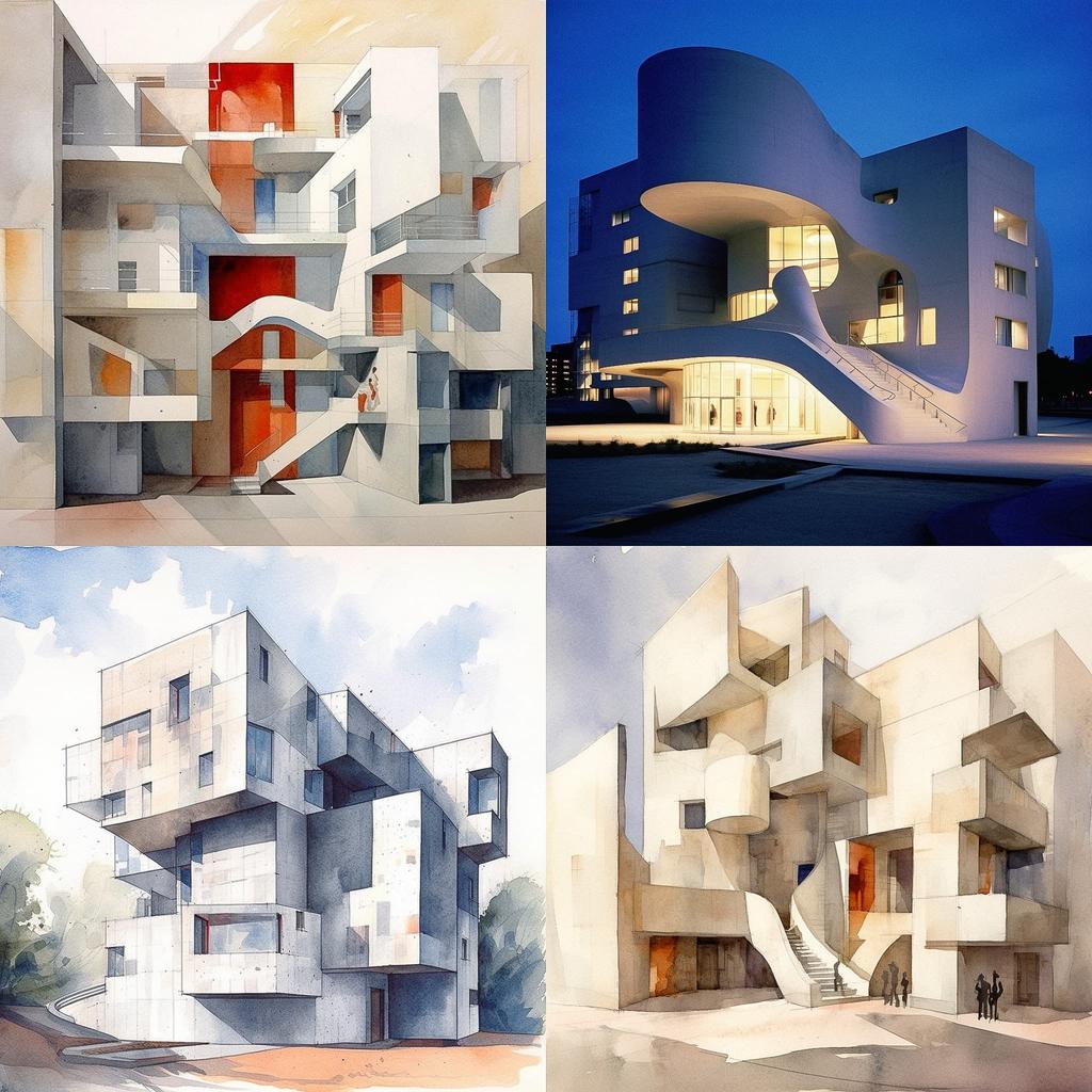 Steven Holl style, Midjourney V5.1, render 1 of 4