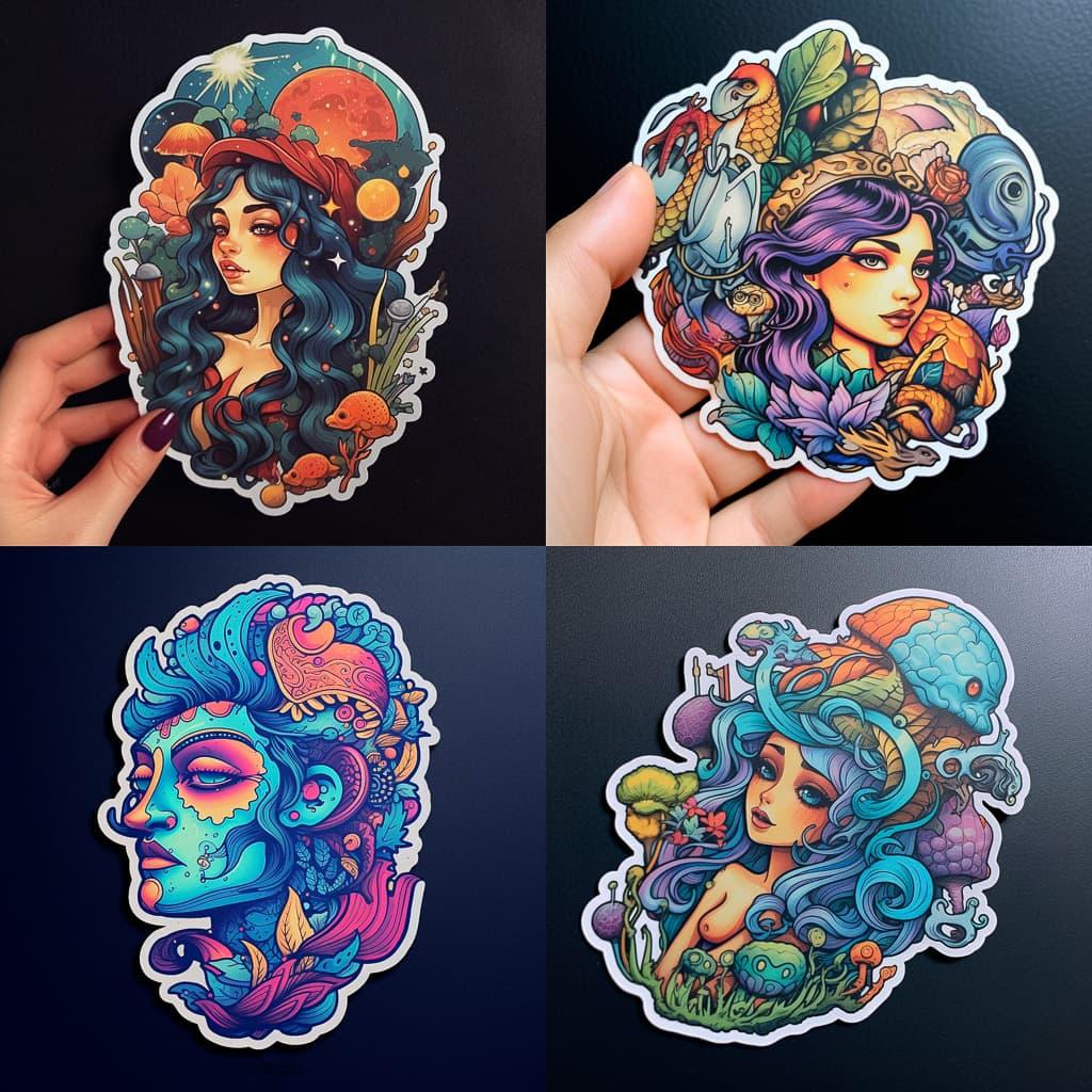 Sticker illustration style, Midjourney V5.1, render 1 of 4