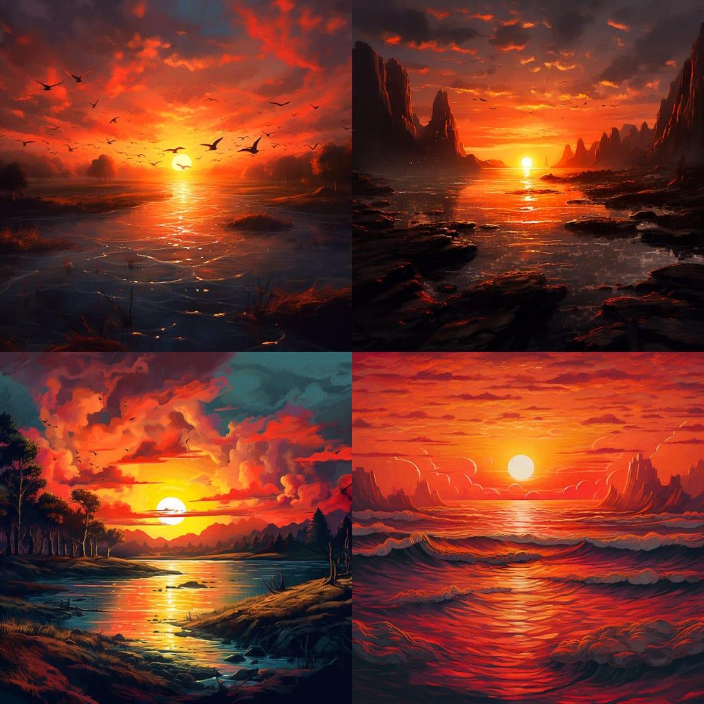 Sunset style, Midjourney V5.1, render 1 of 4