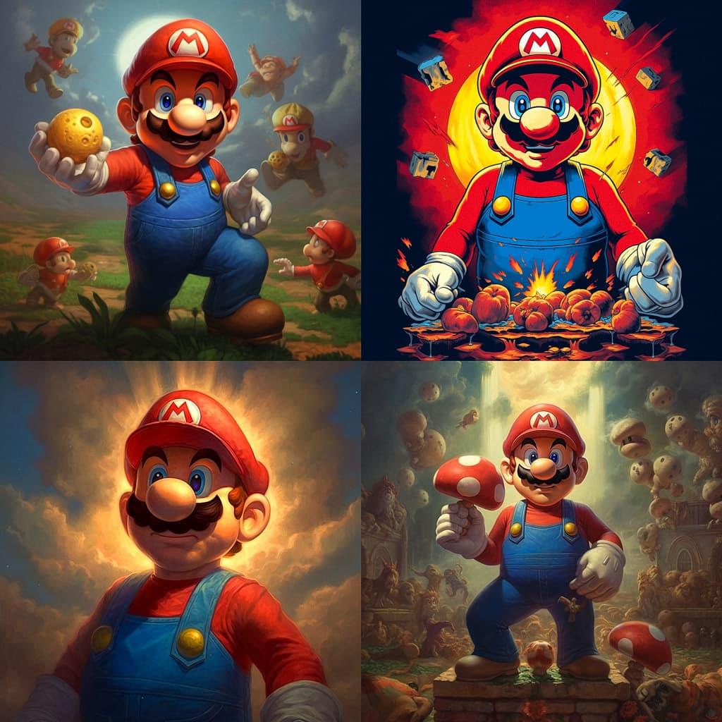 Super Mario style, Midjourney V5.1, render 1 of 4