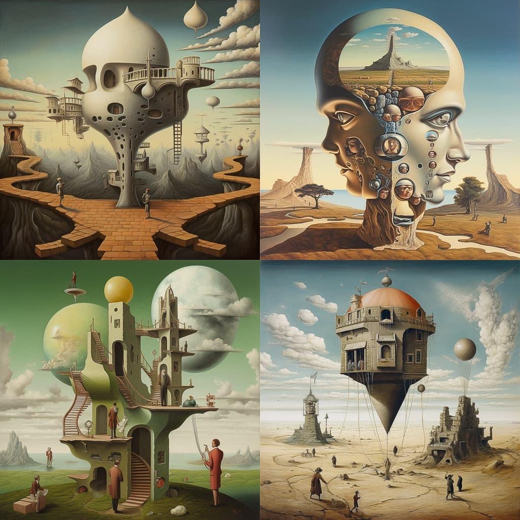 Surrealism style, Midjourney V5.1, render 1 of 4