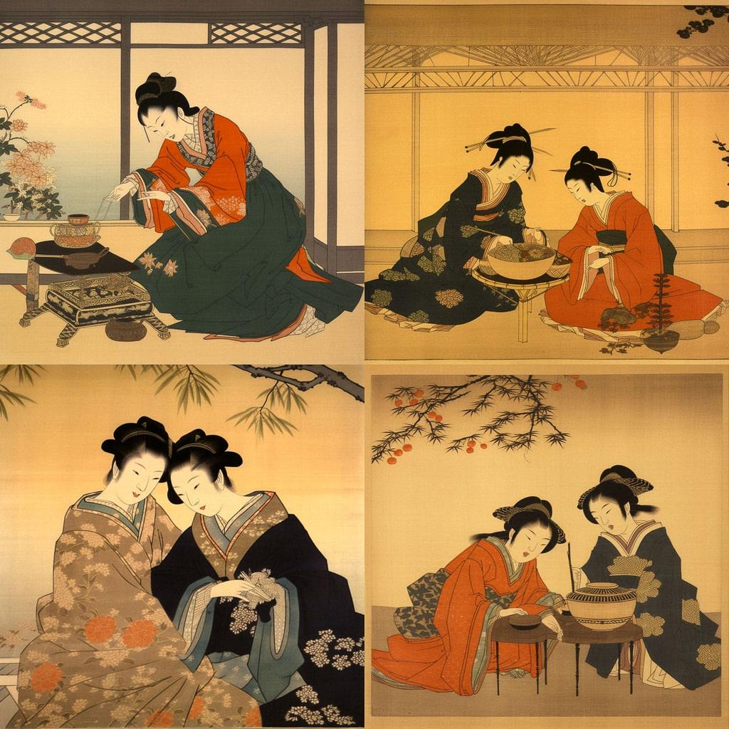 Suzuki Harunobu style, Midjourney V5.1, render 1 of 4