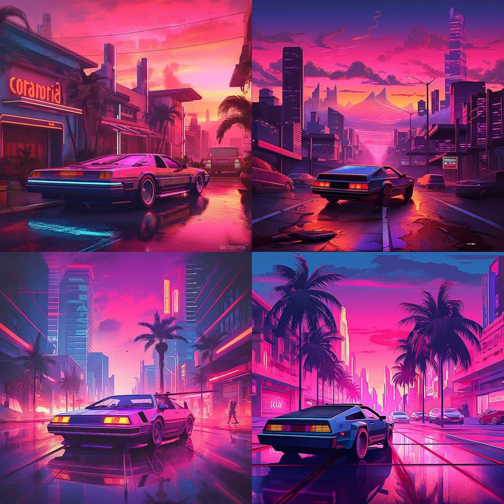 Synthwave style, Midjourney V5.1, render 1 of 4