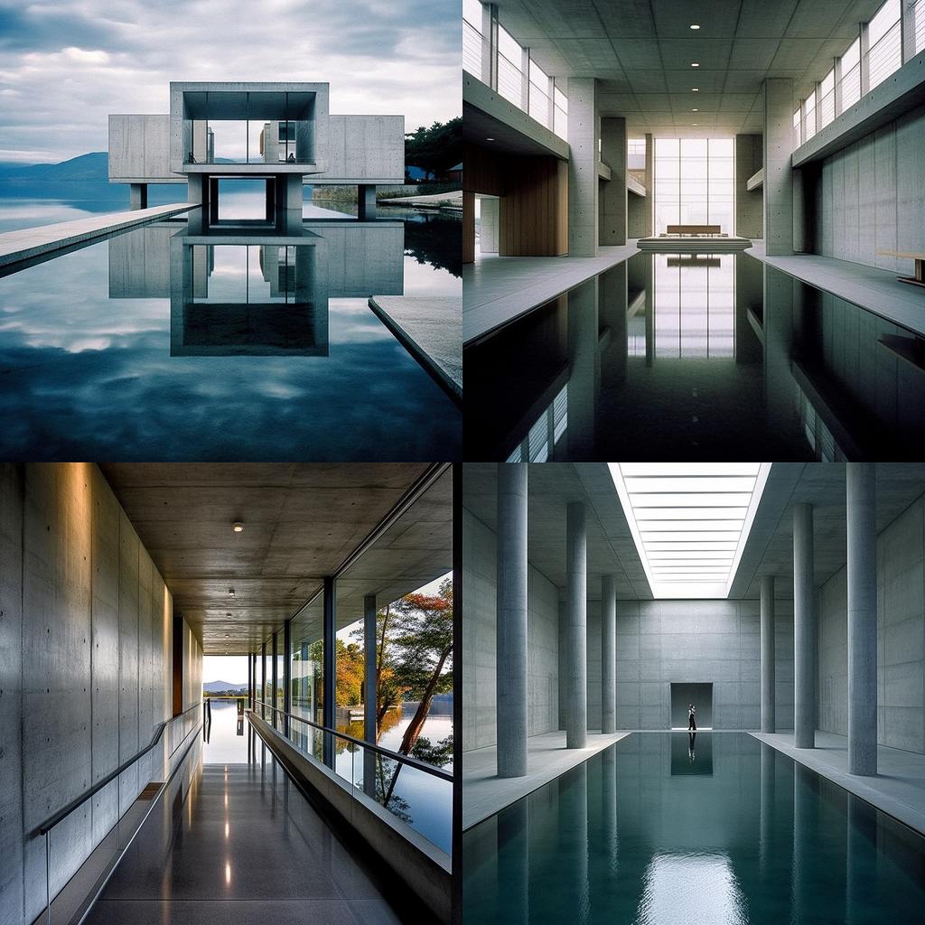 Tadao Ando style, Midjourney V5.1, render 1 of 4