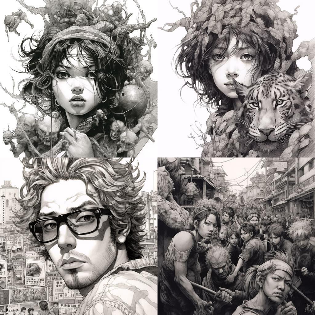 Takehiko Inoue style, Midjourney V5.1, render 1 of 4