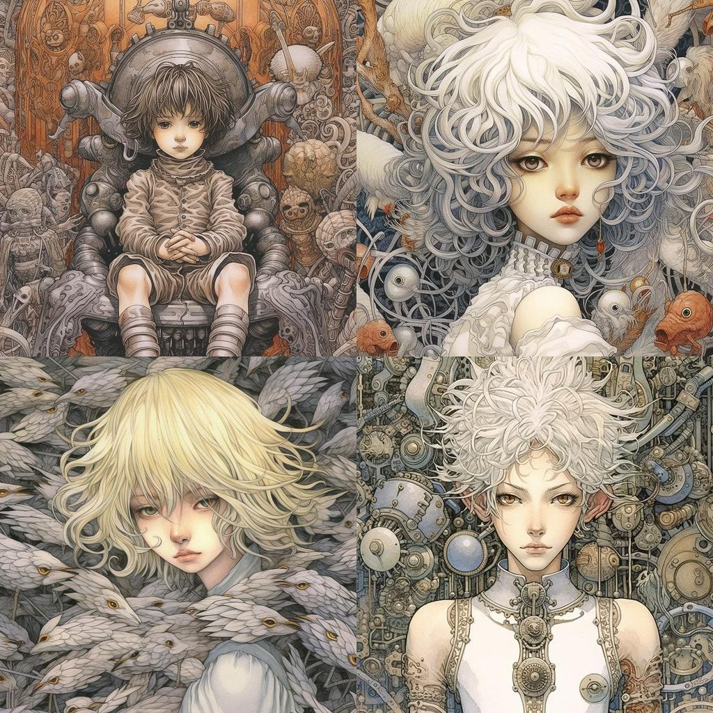 Takeshi Obata style, Midjourney V5.1, render 1 of 4