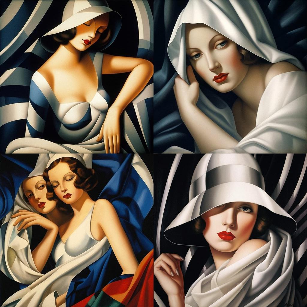 Tamara de Lempicka style, Midjourney V5.1, render 1 of 4