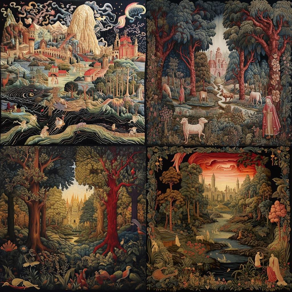 Tapestry style, Midjourney V5.1, render 1 of 4