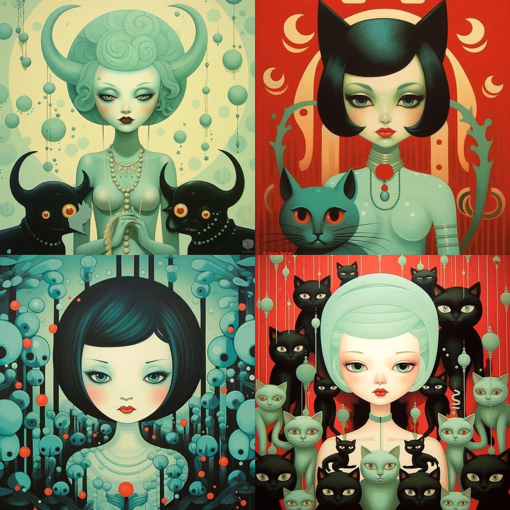 Tara McPherson style, Midjourney V5.1, render 1 of 4
