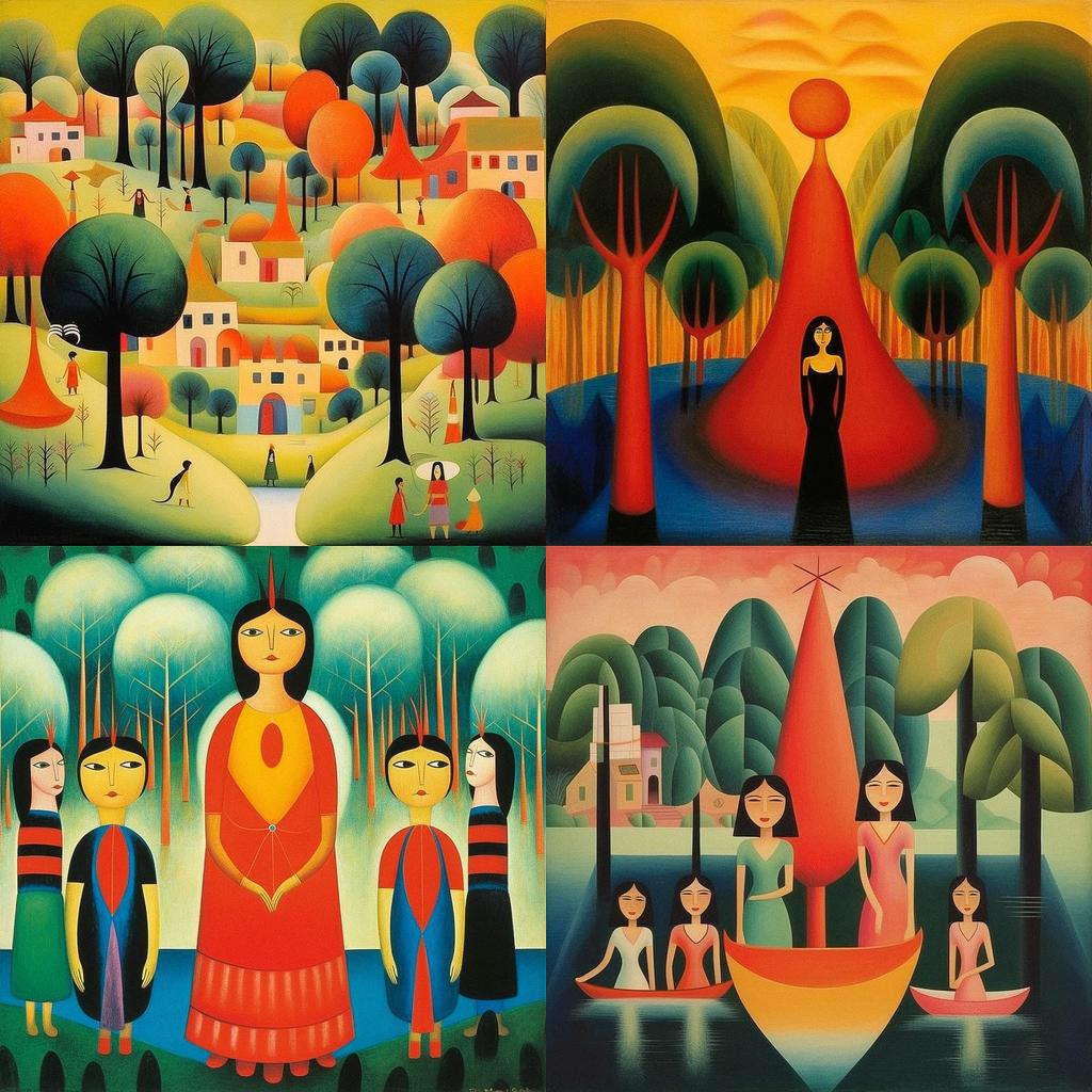 Tarsila do Amaral style, Midjourney V5.1, render 1 of 4