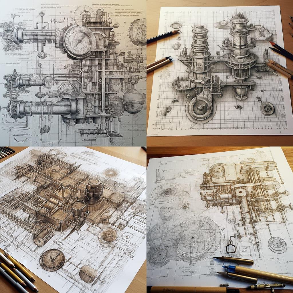 Technical drawing style, Midjourney V5.1, render 1 of 4