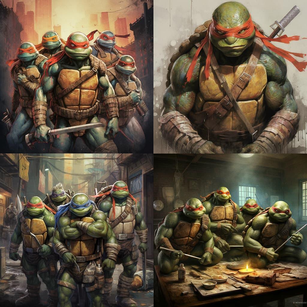 Teenage Mutant Ninja Turtles style, Midjourney V5.1, render 1 of 4