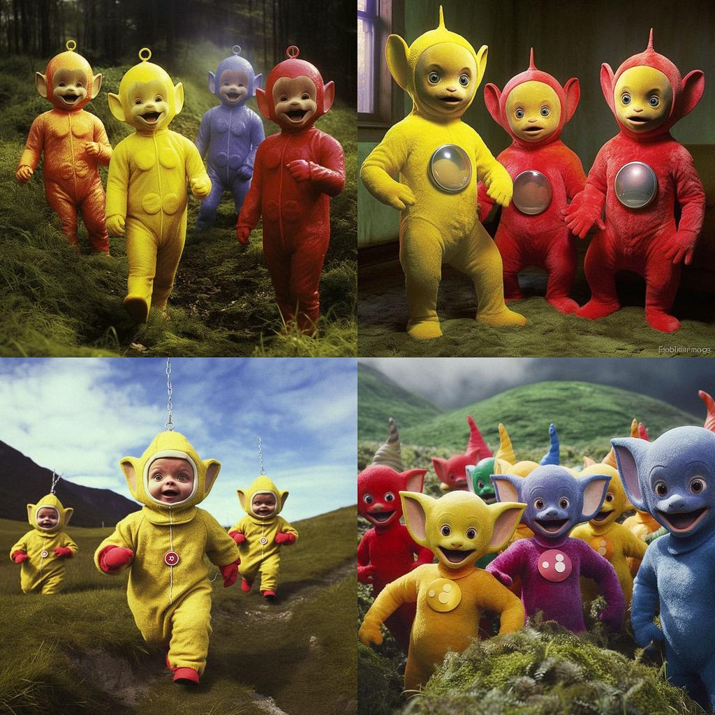 Teletubbies style, Midjourney V5.1, render 1 of 4