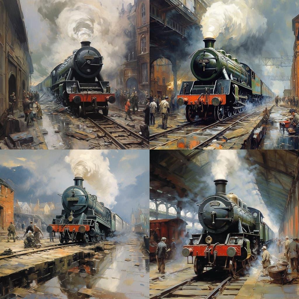 Terence Cuneo style, Midjourney V5.1, render 1 of 4