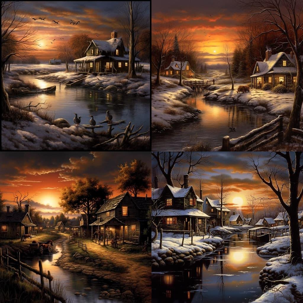 Terry Redlin style, Midjourney V5.1, render 1 of 4