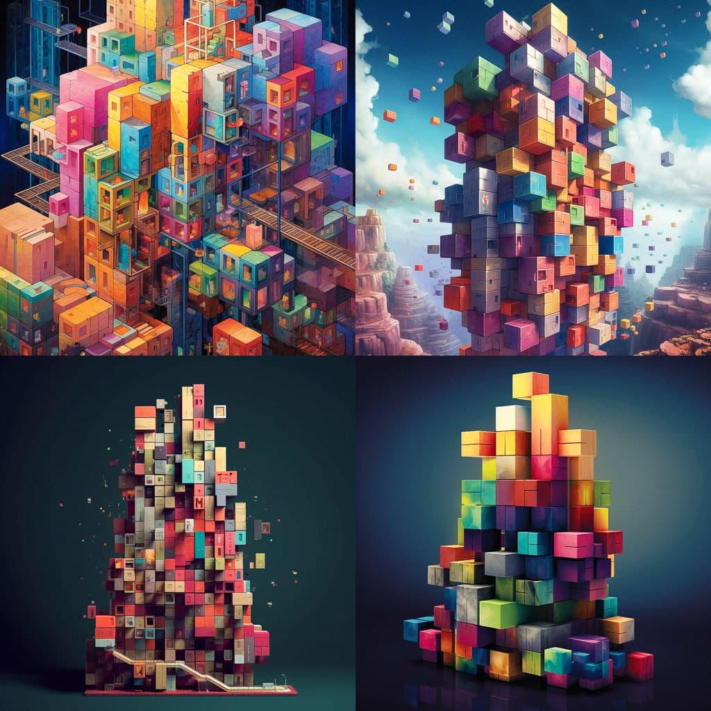 Tetris style, Midjourney V5.1, render 1 of 4