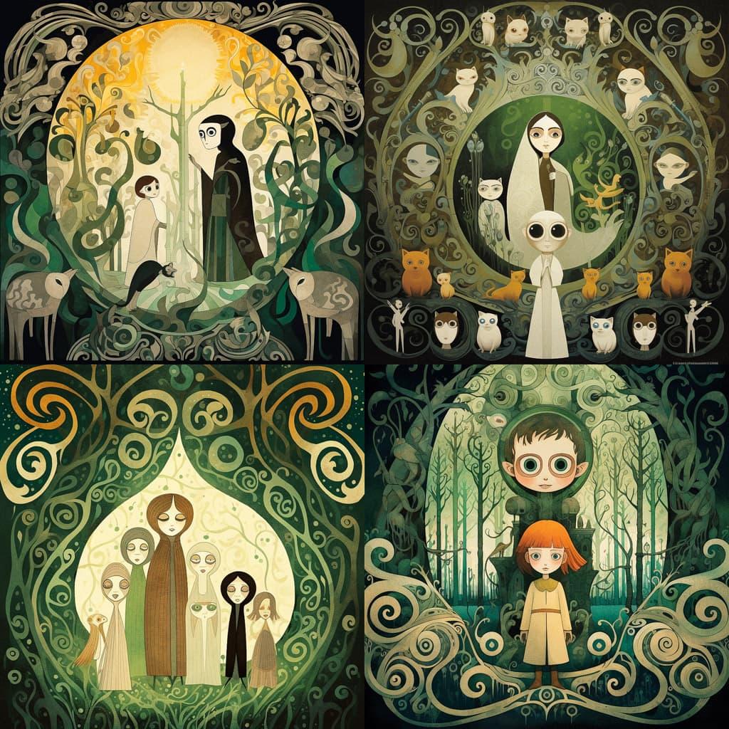 The Secret of Kells style, Midjourney V5.1, render 1 of 4