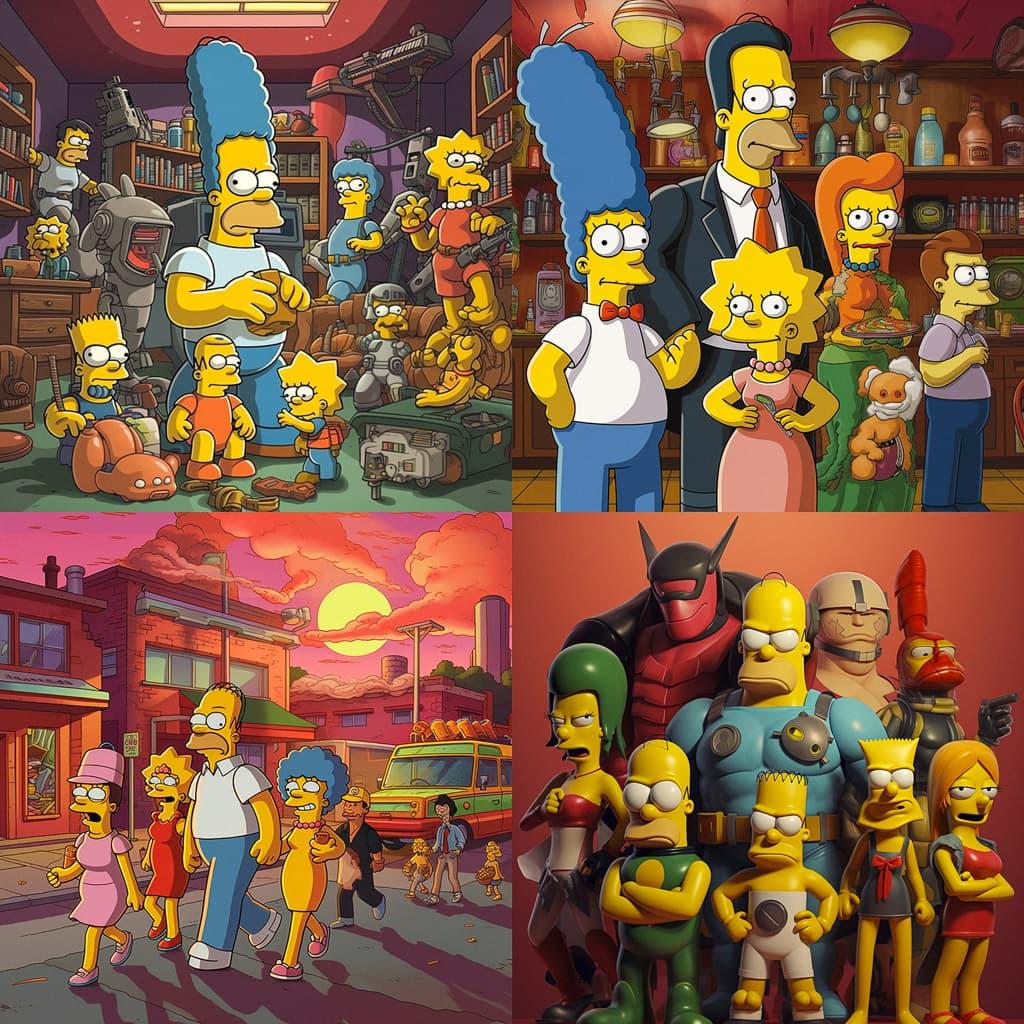 The Simpsons style, Midjourney V5.1, render 1 of 4